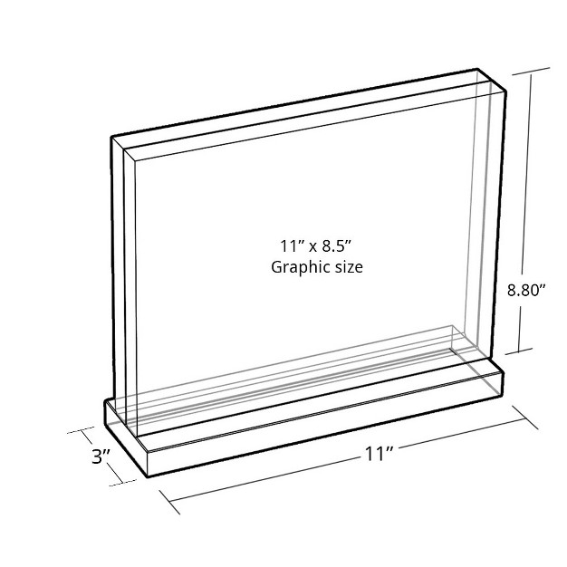 Azar Displays The Imperial Collection Acrylic Block Frame On Acrylic Base Horizontal 11 quot w X 8 5 quot h