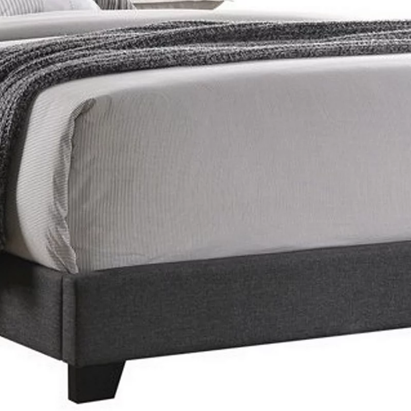 Fabric Upholstered Wooden Demi Wing Full Bed with Camelback Headboard， Gray