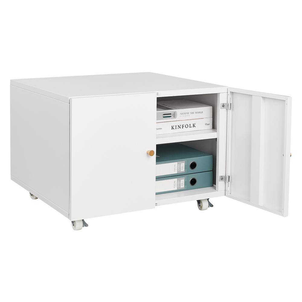 White 17.72 in H x 23.62 in W x 23.62 in D Metal Steel Mobile File Cabinet Print the Cabinet SXB4757932