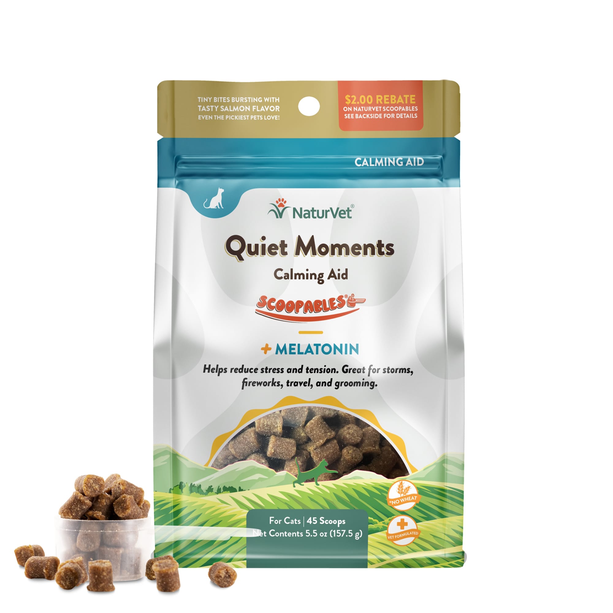 NaturVet Scoopables Quiet Moments Calming Aid For Cats Chews， 5.5 oz.