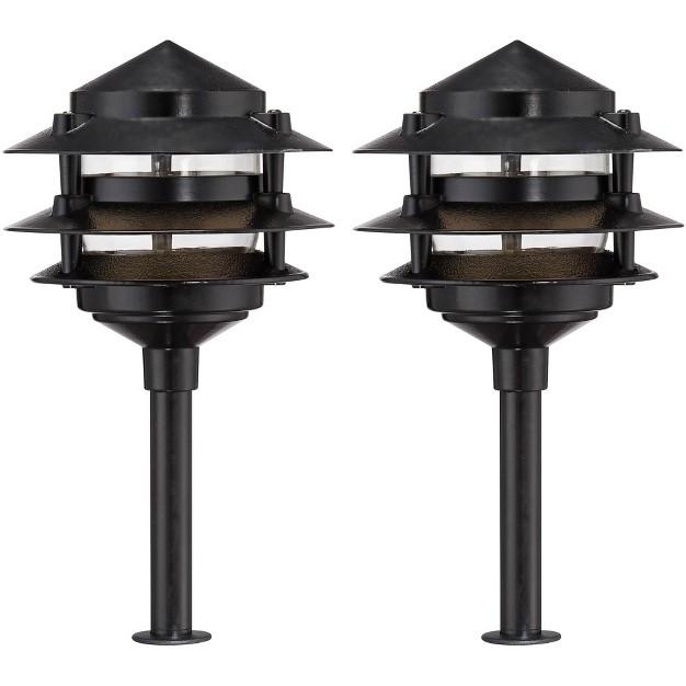 High Black Led Path Lights Set Of 2