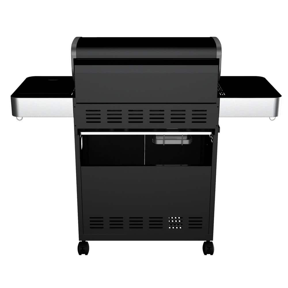 Monument Grills 4-Burner Propane Gas Grill in Black with LED Controls, Side Burner and USB Light 13892