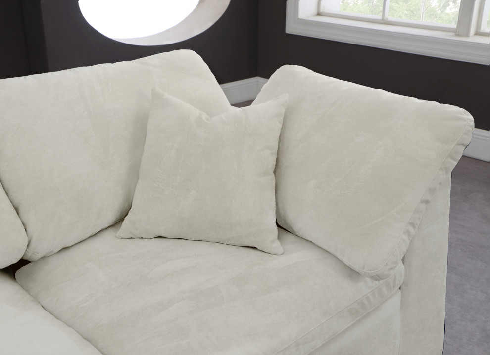 Cozy Velvet Upholstered Comfort L Shaped Modular Sectional   Transitional   Sectional Sofas   by Meridian Furniture  Houzz