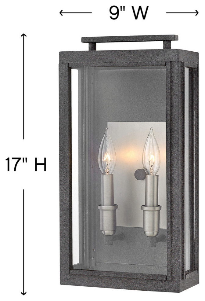 Hinkley Outdoor Sutcliffe Medium Wall Mount  Aged Zinc  Standard   Transitional   Outdoor Lighting   by Lighting and Locks  Houzz