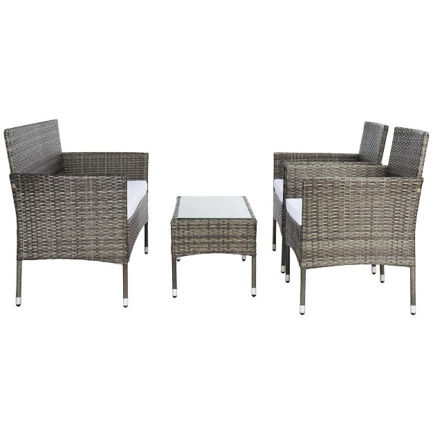 Abdul 4 Piece Patio Outdoor Living Conversation Set Safavieh