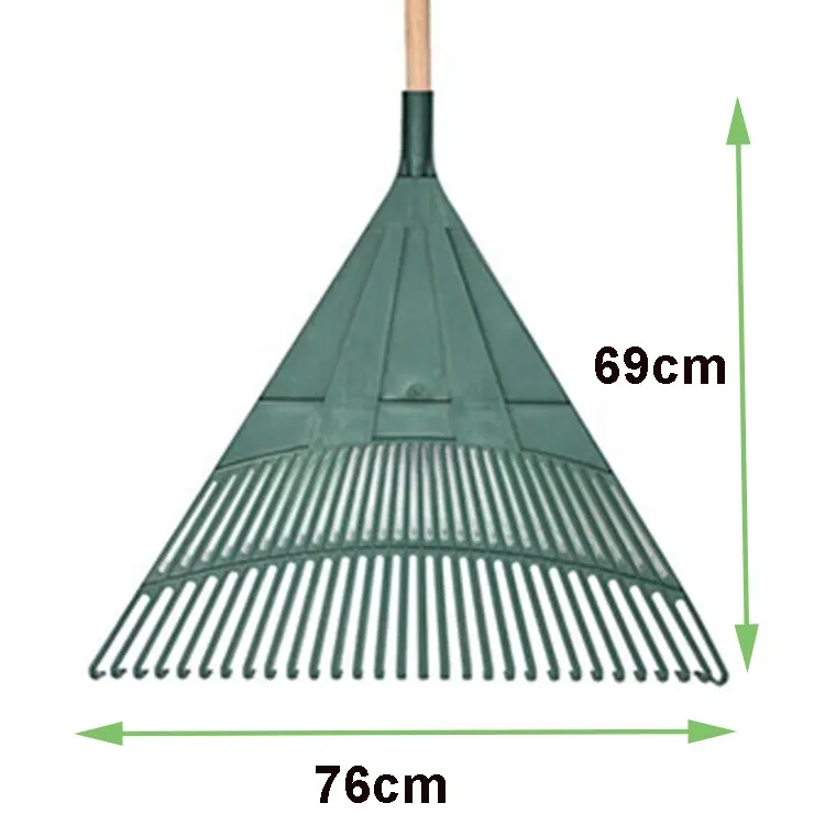 Garden 30T Plastic Lawn Tools Durable Yard Work Leaf Rake Head for Leaves Grass Cutting with Wooden Handles