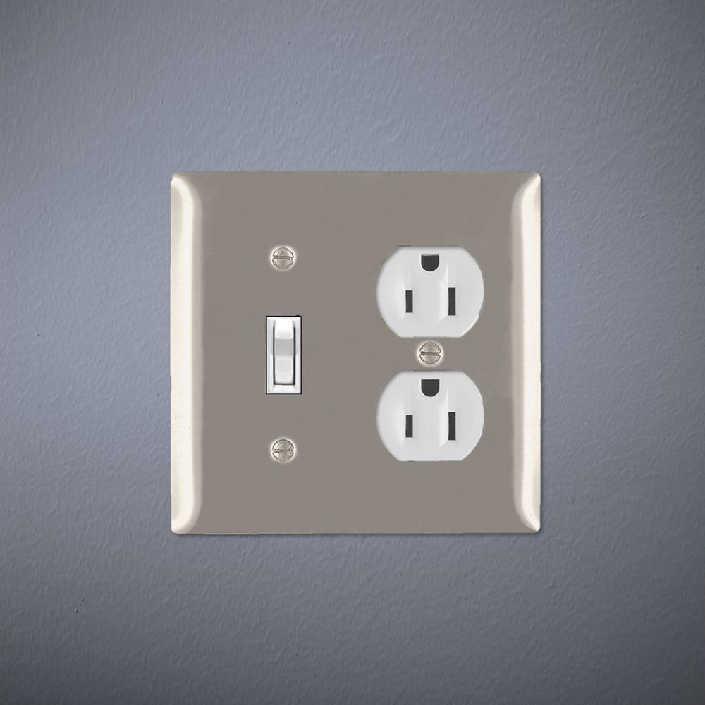 Legrand Pass  Seymour 430SS 2 Gang 1 Toggle 1 Duplex Wall Plate Stainless Steel (1-Pack) SL18CC5