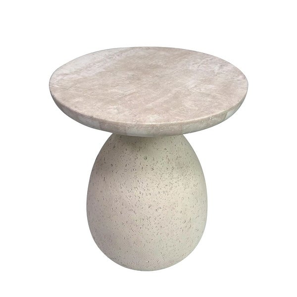 Gina Cream Travertine Side Table - 15.8