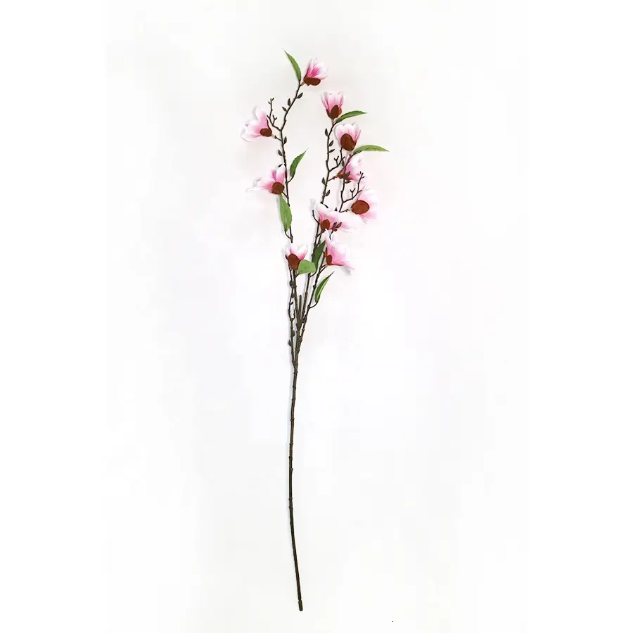 Pink color 90cm long artificial magnolia spray for indoor decoration