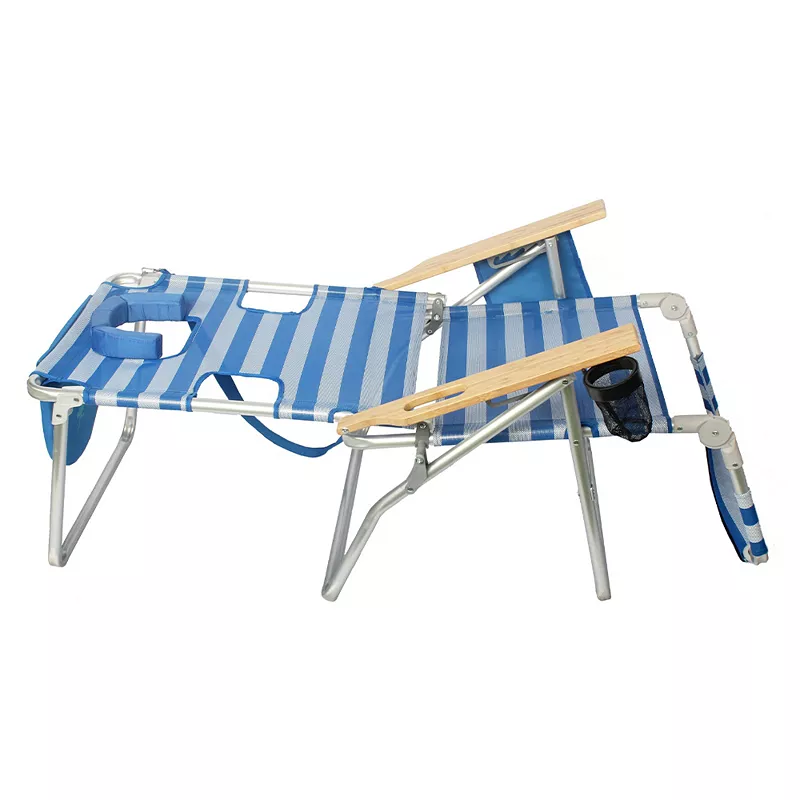 Ostrich 3-N-1 Altitude 16 Inch High Outdoor Reclining Beach Lounge Chair， Blue