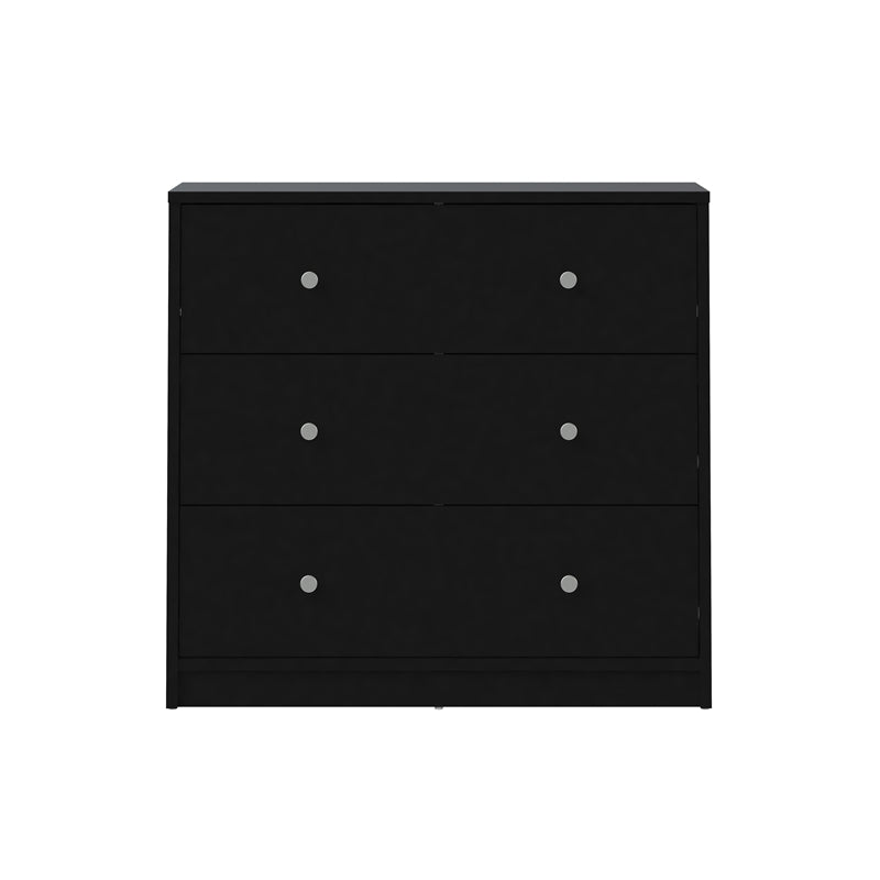 Pemberly Row Contemporary 3 Drawer Chest Dresser in Black