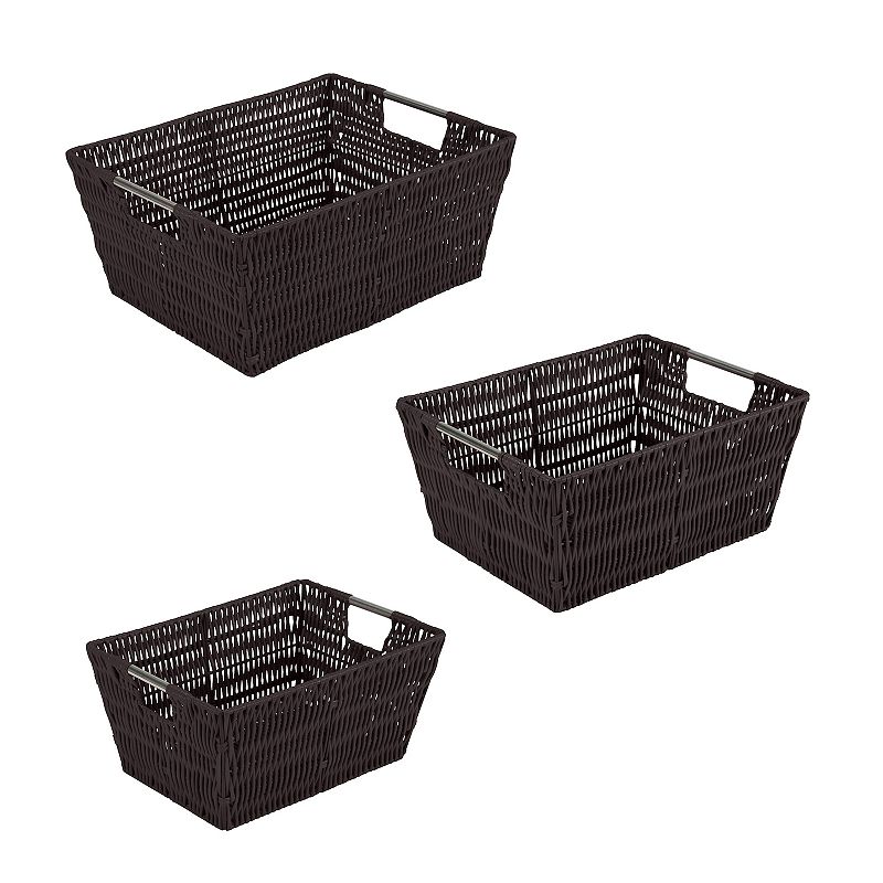 Simplify 3 Pack Set Rattan Tote Baskets