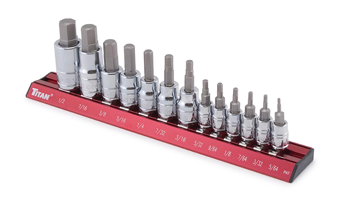 Titan Tools 16123 Titan 13-Piece SAE Hex Bit Socket Sets