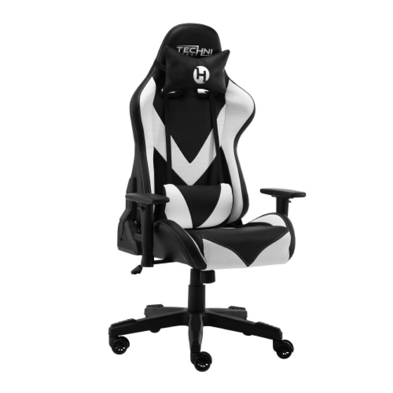 2D Padded Armrests gaming chair White racing chair PU office chair