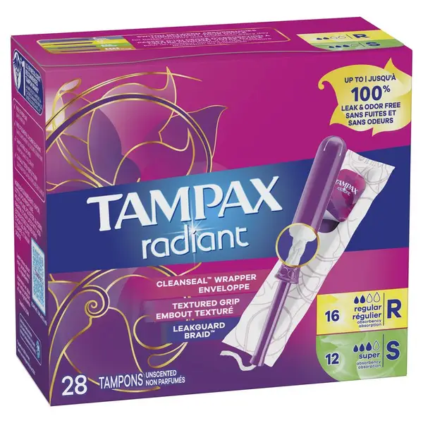 Tampax 28-Count Radiant Duopack Tampons