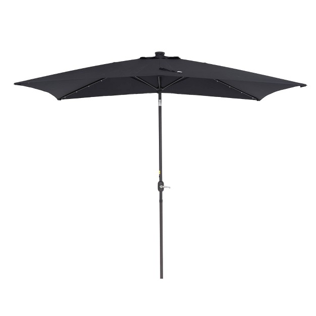 10 x27 X 6 5 x27 Solar Led Patio Umbrella With Tilt And Crank Lift Black Wellfor