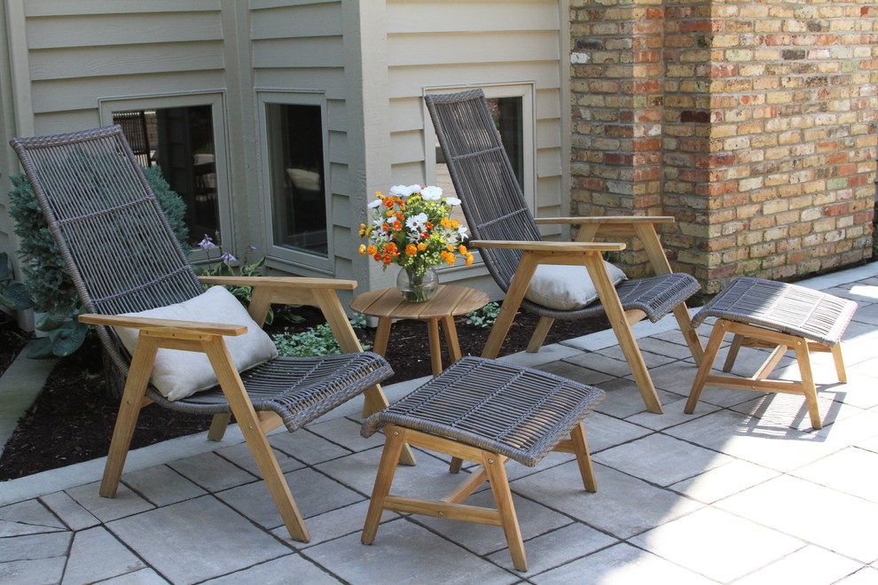 5 Piece Teak And Wicker Basket Lounger Set   Tropical   Outdoor Lounge Sets   by Outdoor Interiors  Houzz