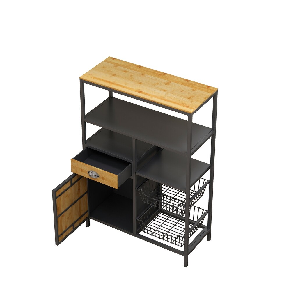 Storage Rack with Drawer Cabinet and 2 Baskets