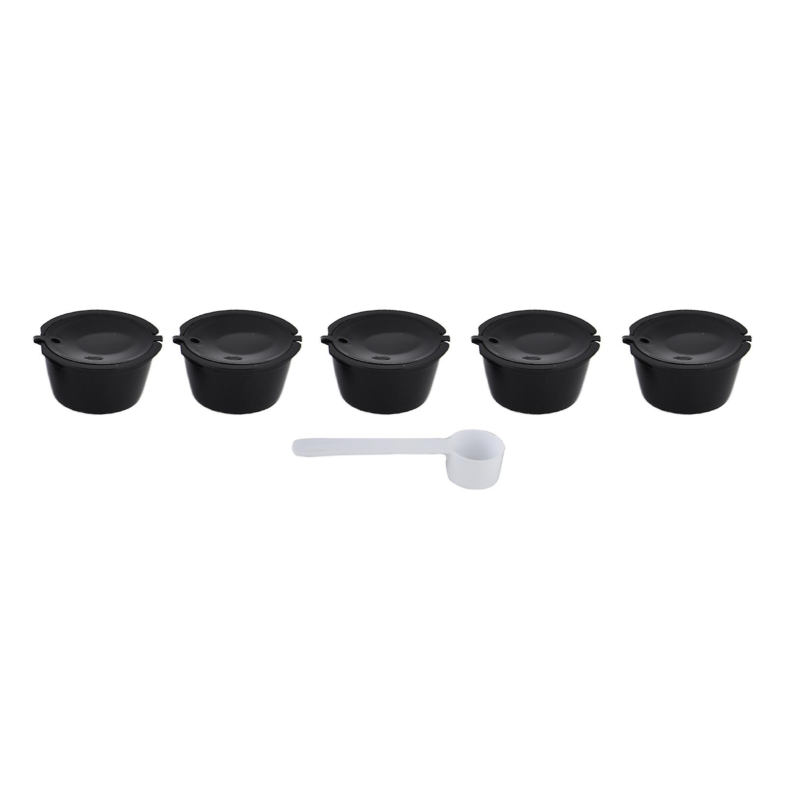 5pcs 50ml Coffee Capsule Reusable Coffee Filter Cup With Spoon For Dolce Gusto Coffee Machineblack