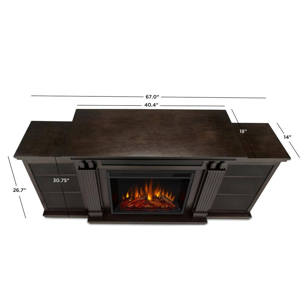 Real Flame Calie Entertainment 67 in. Media Console Electric Fireplace TV Stand in Dark Walnut 7720E-DW