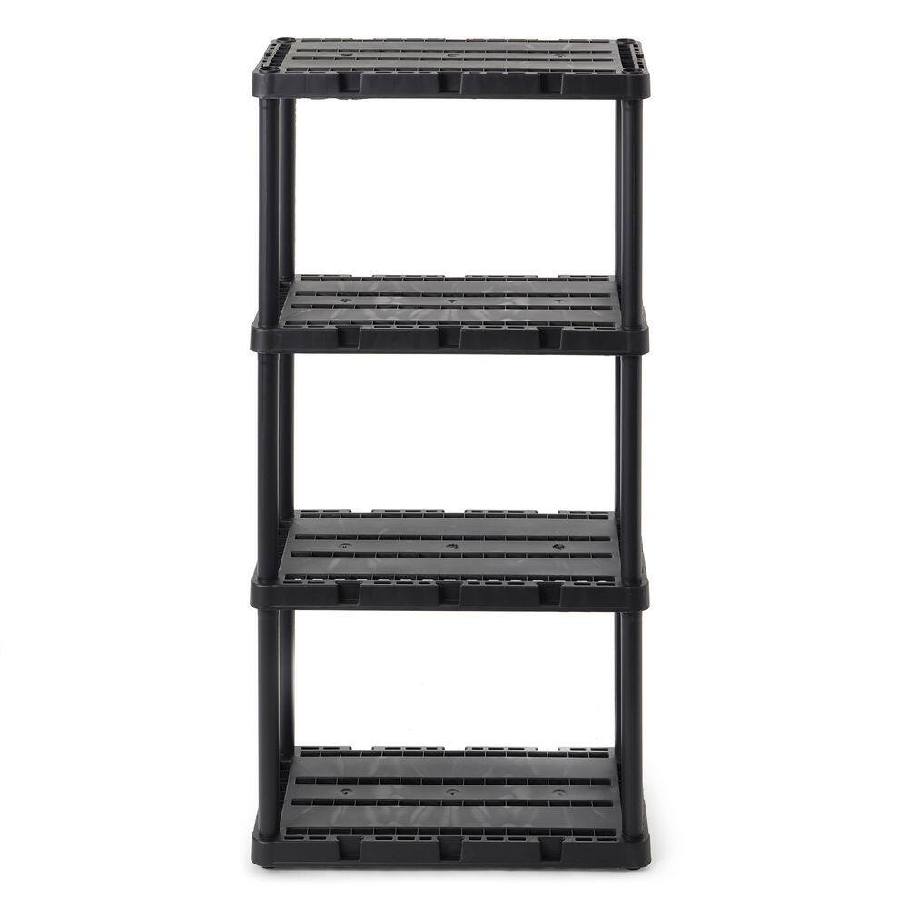 GRACIOUS LIVING 4 Shelf Knect-A-Shelf Solid Light Duty Storage Unit Black 2 Pck 2 x 91089-1C