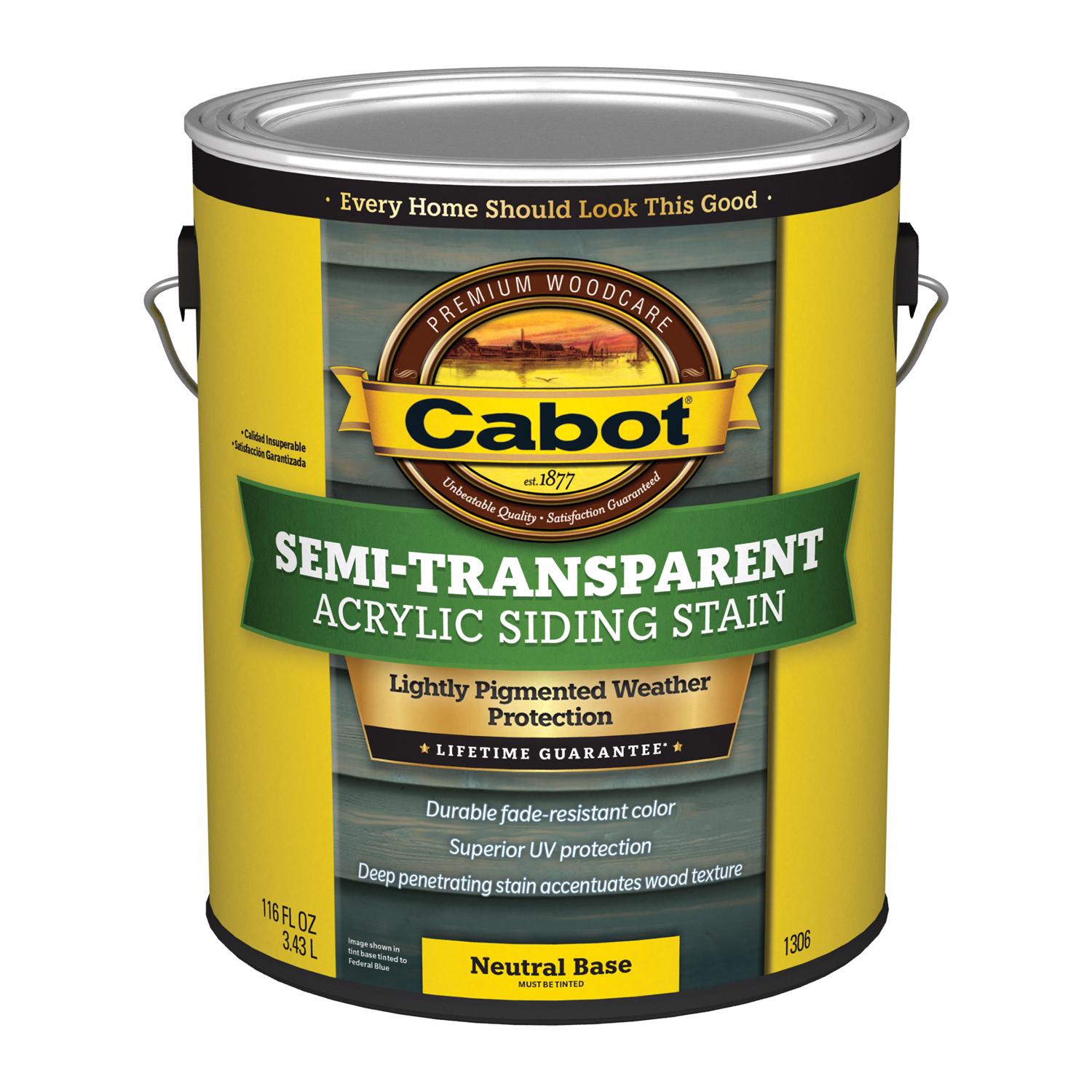 Cabot Semi-Transparent Acrylic Semi-Transparent Tintable Neutral Base Acrylic Siding Stain 1 gal