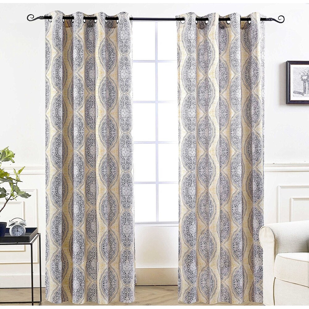 DriftAway Adrianne Pastel Damask Room Darkening Curtain Panel Pair