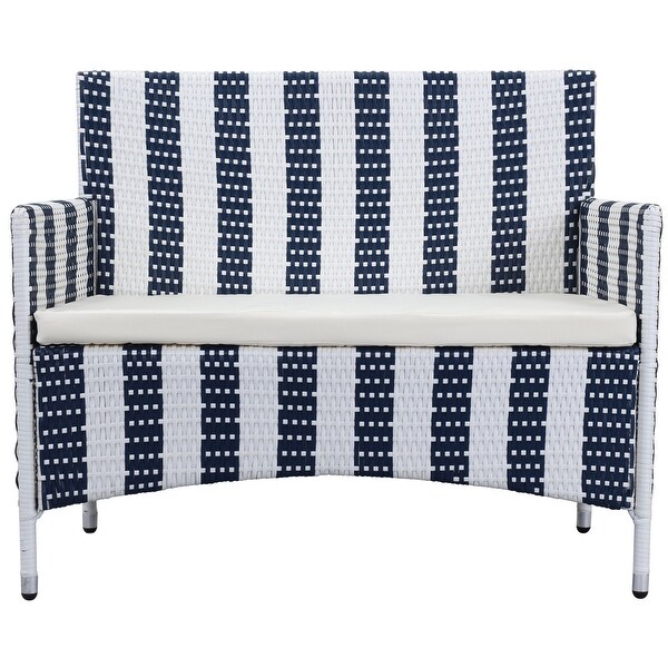 SAFAVIEH Outdoor Living Figueroa Navy/ White Patio Set (4piece)