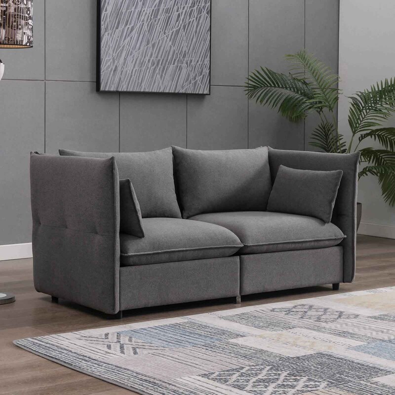 Mixoy Living Room Sofa Couch Set Upholstered Sofa with Adjustable Armrests and Backrest Minimalist Sleeper Sofas and Couches