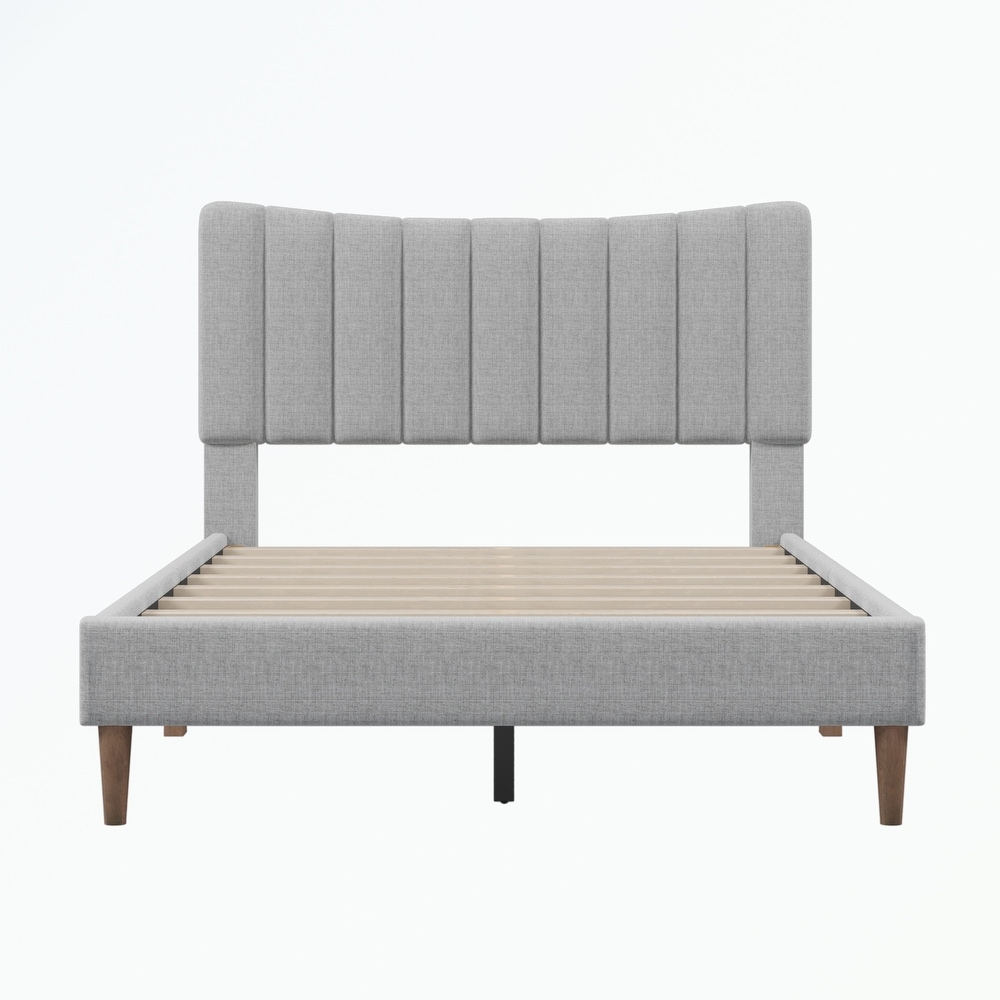 Full Platform Bed Frame with Vertical Channel Tufted Headboard