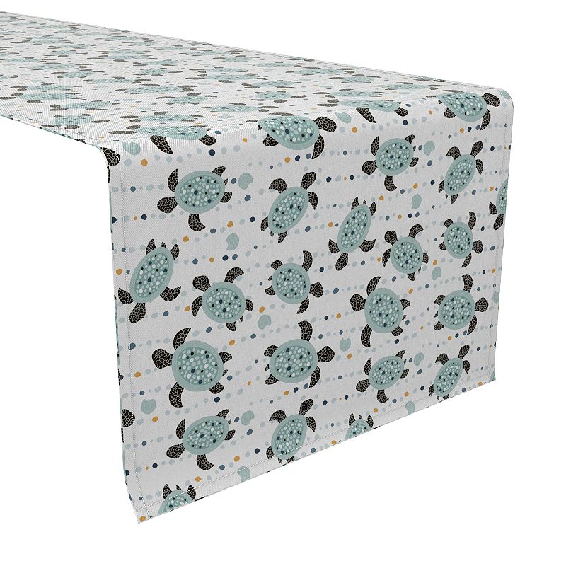 Table Runner， 100% Cotton， 16x72， Patterned Sea Turtles