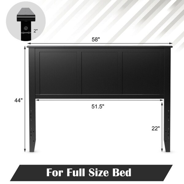 Full Wood Headboard Flat Panel with Pre-drilled Holes and Height Adjustment - - 36068985