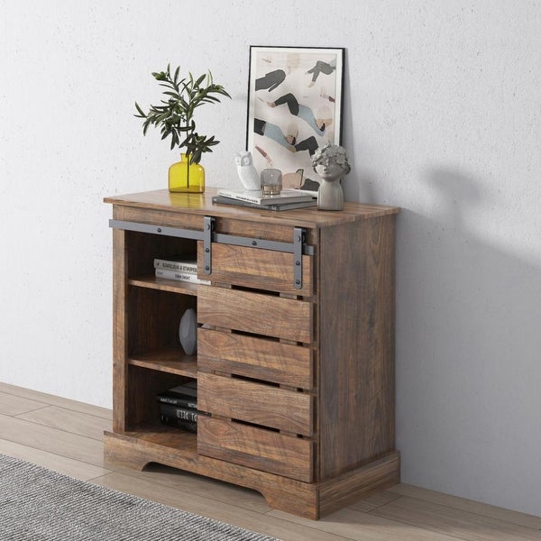 Buffet sideboard with sliding barn door