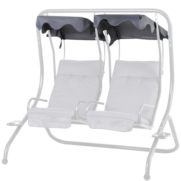 Outsunny 2 seater Swing Canopy Replacement With Tubular Framework Outdoor Swing Seat Top Cover