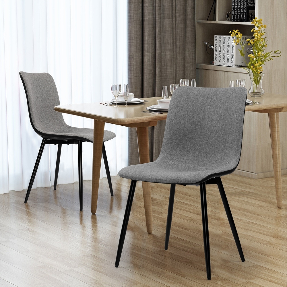 Dining Chairs set of 4 Mid century Modern Industrial Fabric Side Chairs  Grey