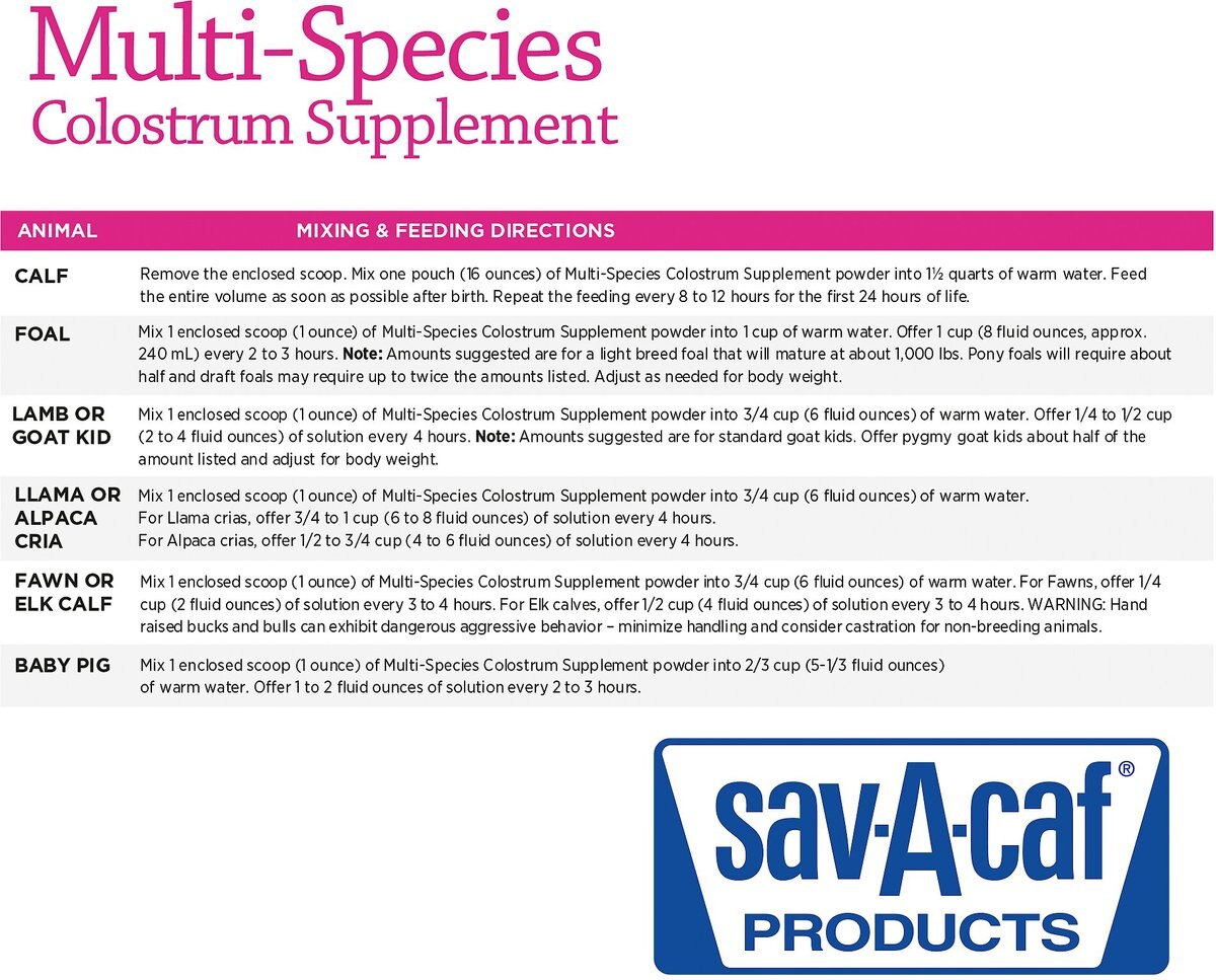 Sav-A-Caf Ultra Start Multi Species Colostrum Supplement