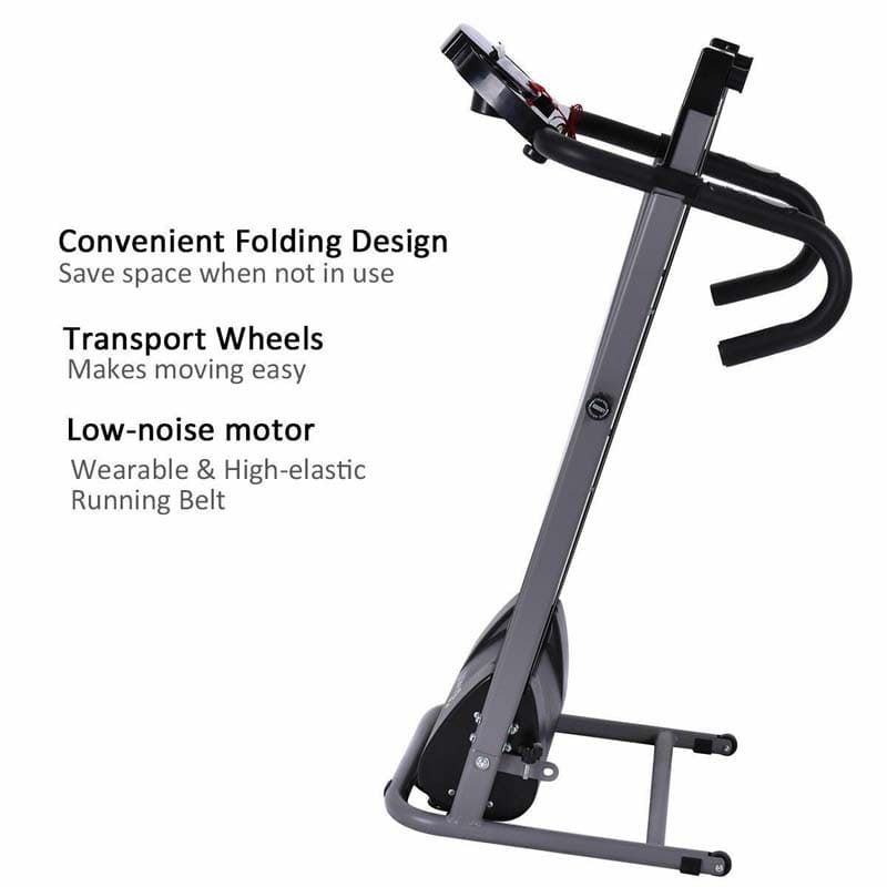 Electric Folding Treadmill, Motorized Jogging Running Machine with LCD Monitor & Device Holder, Heart Rate Sensor