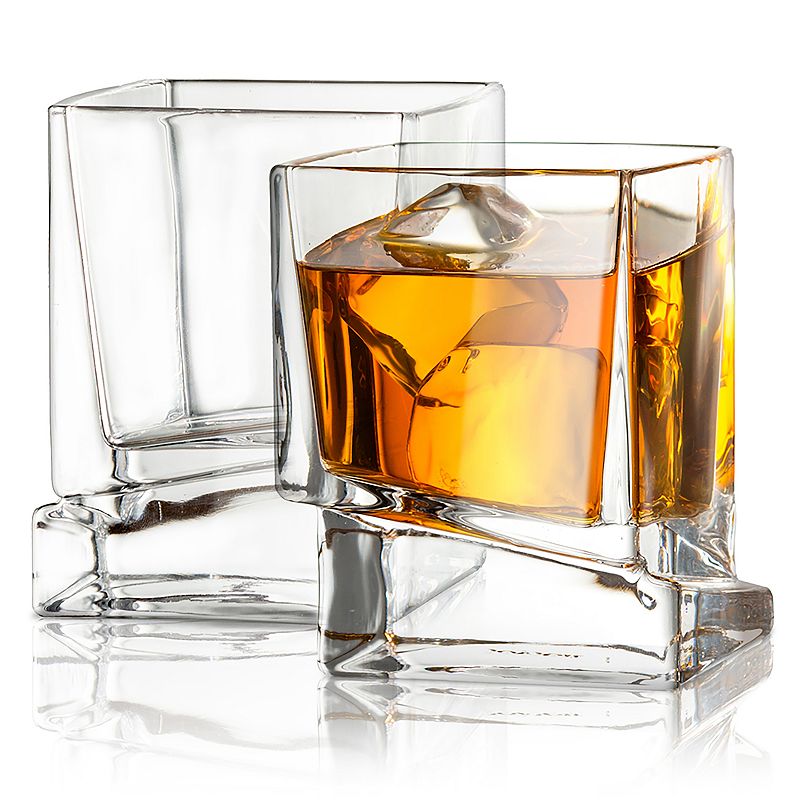 JoyJolt Carre 4-pc. Square Heavy-Base Crystal Whiskey Glass Set