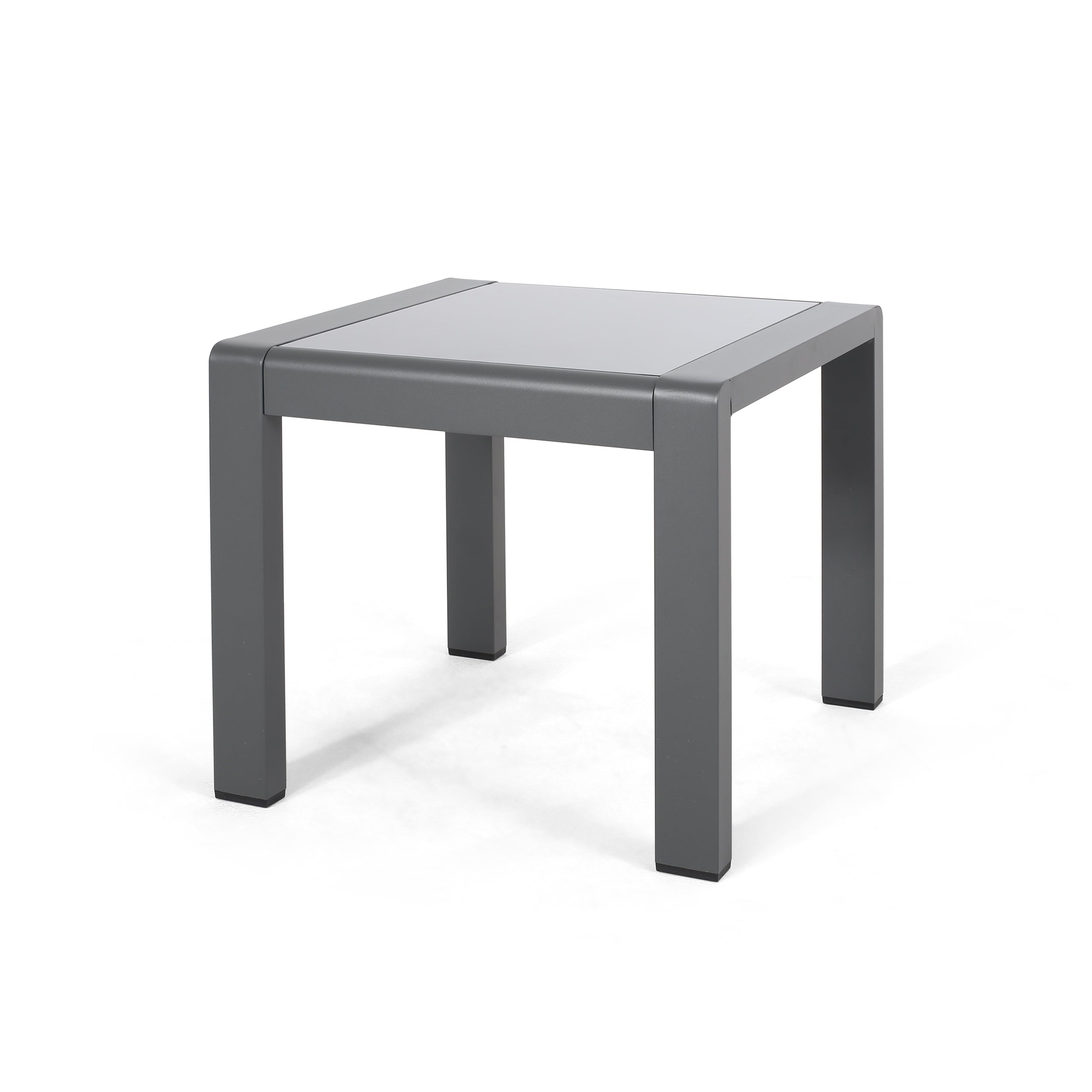 Giovanna Coral Outdoor Aluminum Side Table with Glass Top