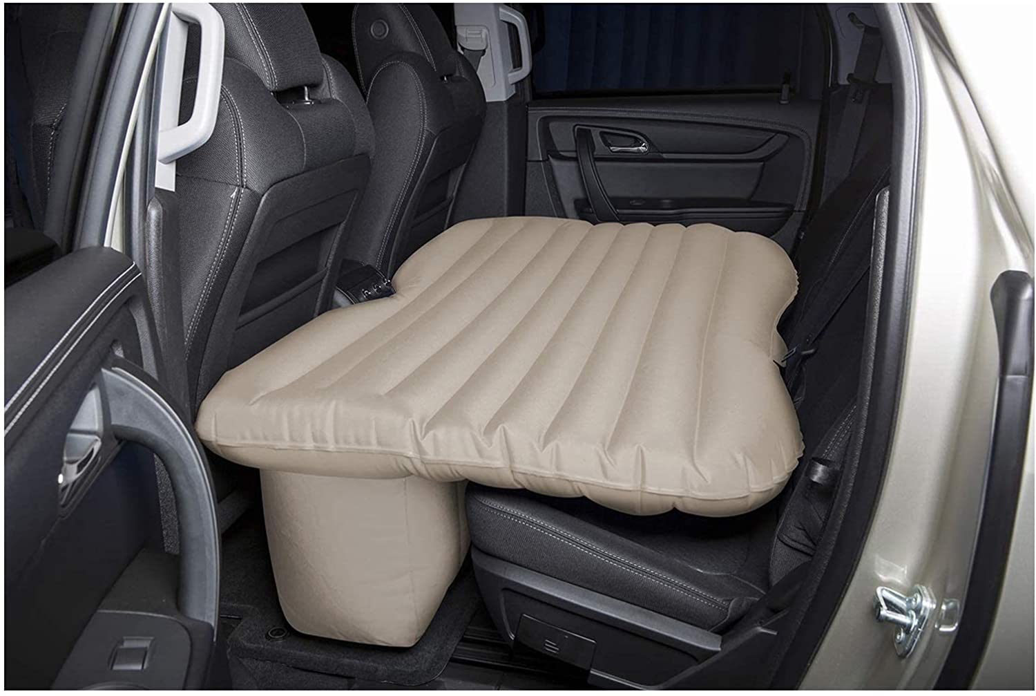 AirBedz PPI-TAN_TRKMAT Inflatable Rear Seat Air Mattress Full-Size. Fits SUV's & Full-size Trucks Portable DC Air Pump