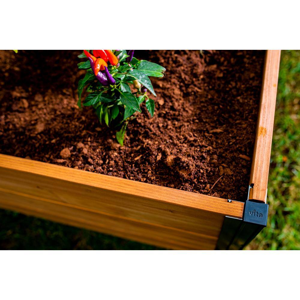 VITA Mezza 48 in. x 48 in. x 22 in. Golden Brown Wood Raised Composting Garden VT17701