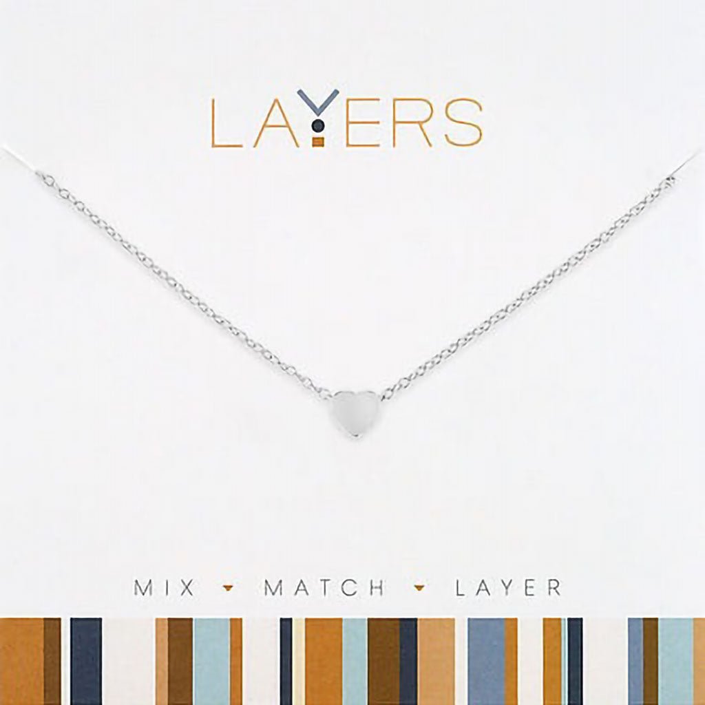 Center Court  Silver Heart Layers Necklace