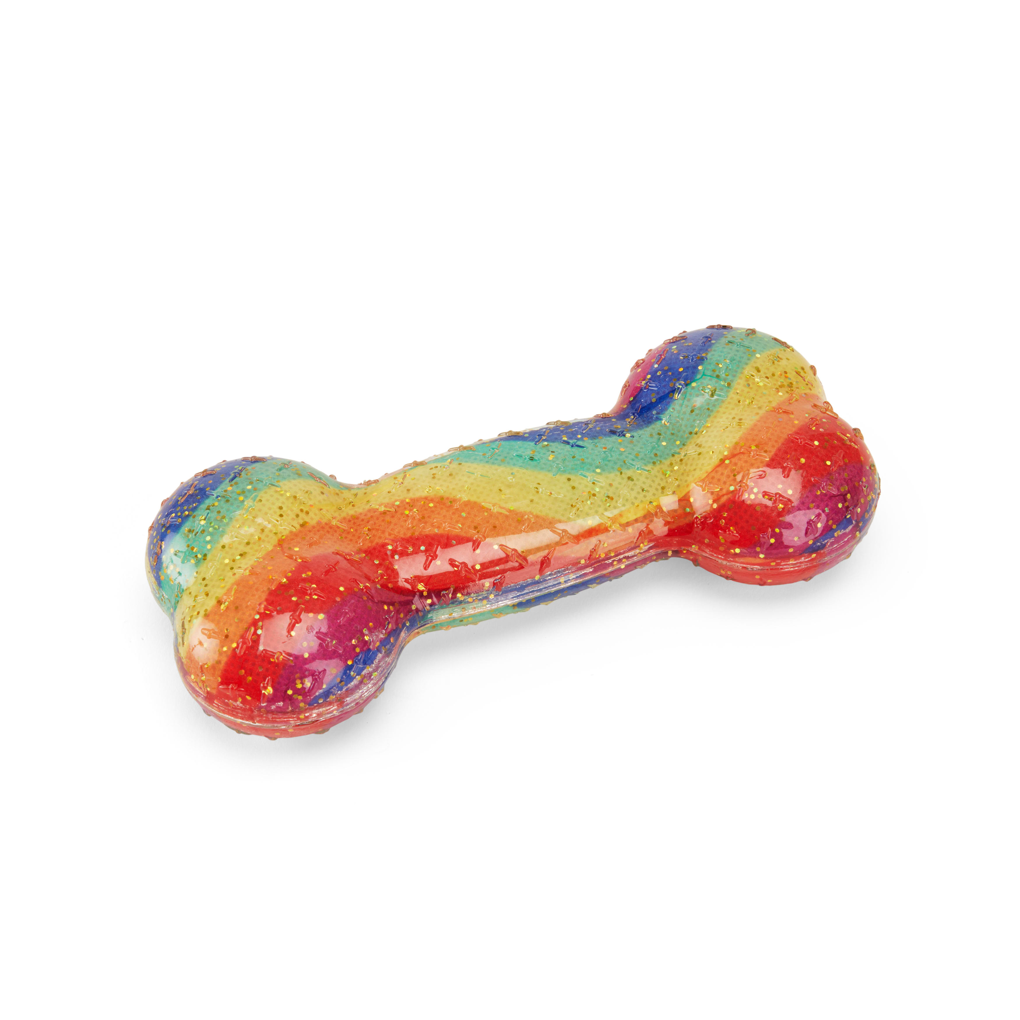 YOULY Rainbow TPR Bone Dog Toy， Small