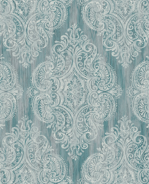 Jackman Damask Wallpaper in Greens by Carl Robinson