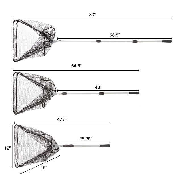 Fishing Net With Telescoping Handle Collapsible And Adjustable Landing Net With Corrosion Resistant Handle And Carry Bag By Leisure Sports 80 quot