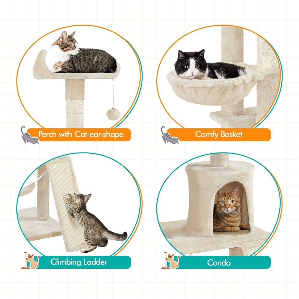 Yaheetech 63.5-in Plush Cat Tree and Condo