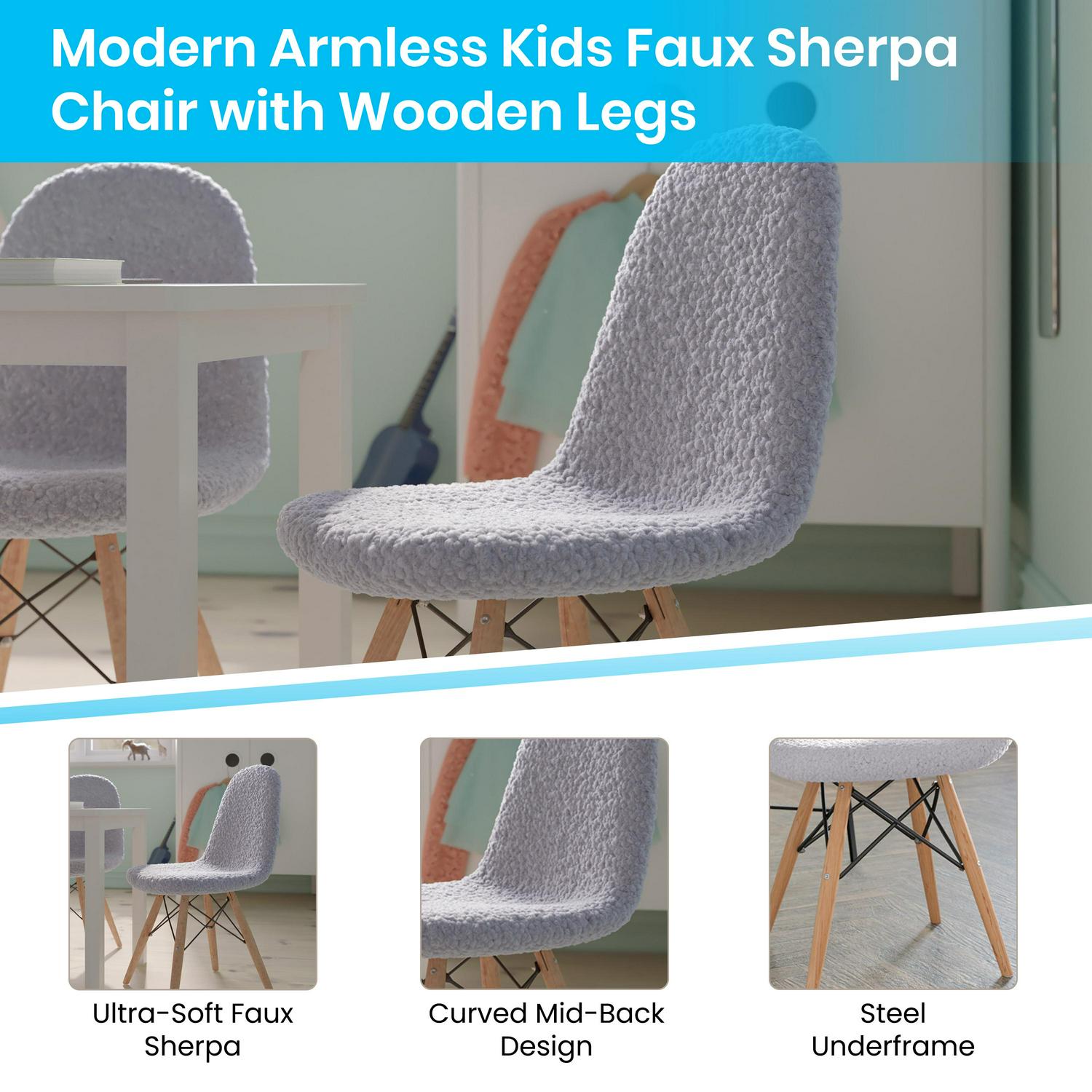 Flash Furniture Zula Collection Kids Furry Chairs， Gray