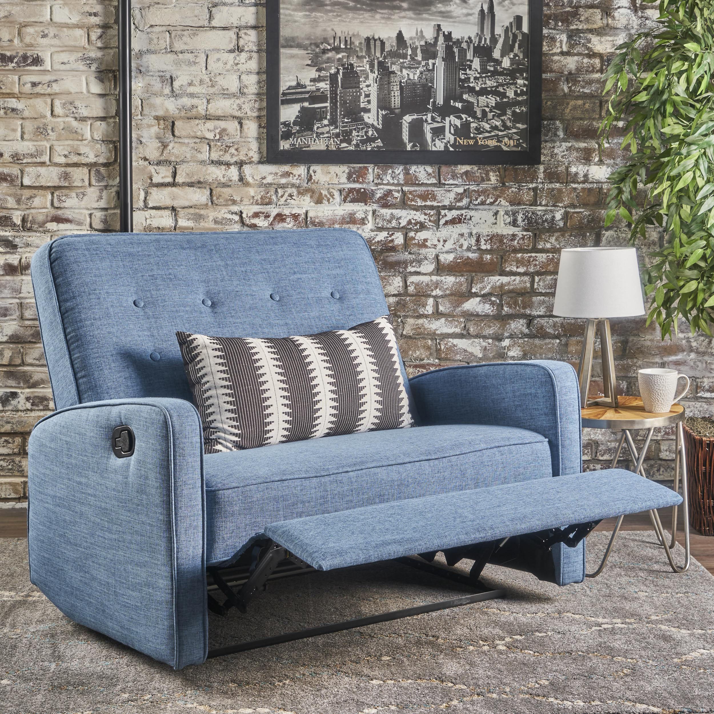 Callade Buttoned Fabric Reclining Loveseat