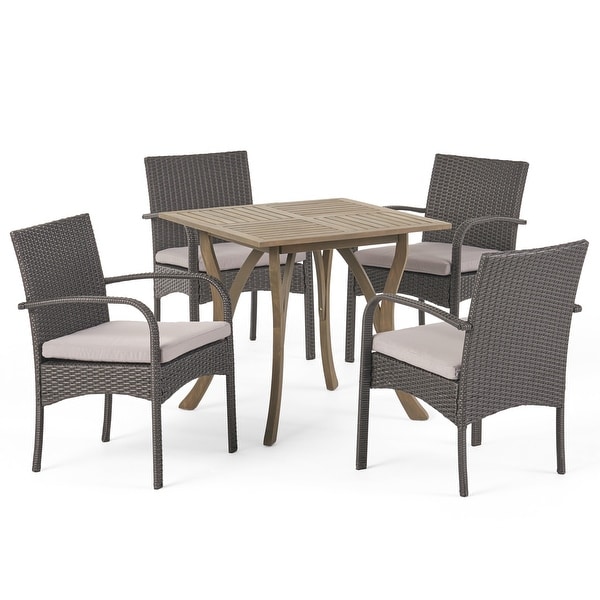 Hartford Acacia Wood and Wicker 5piece Dining Set by Christopher Knight Home