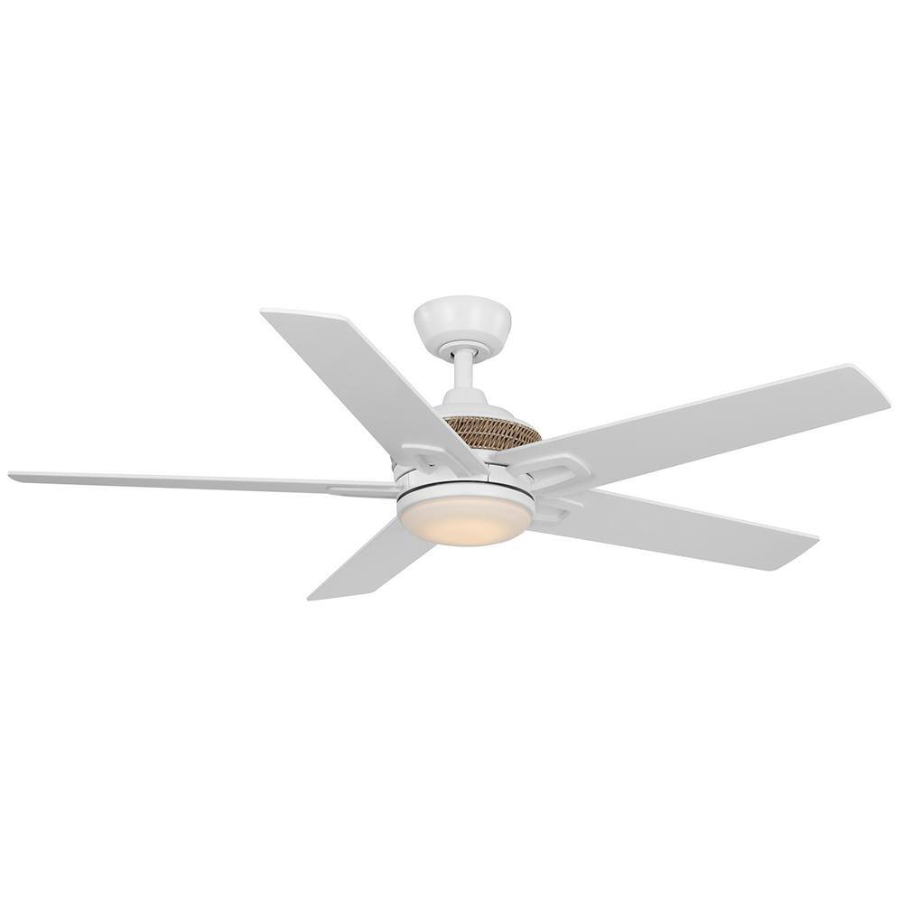 Hampton Bay Lowry 52 in. White Color Changing LED Indoor Matte White Ceiling Fan with Remote and Light Included 92406